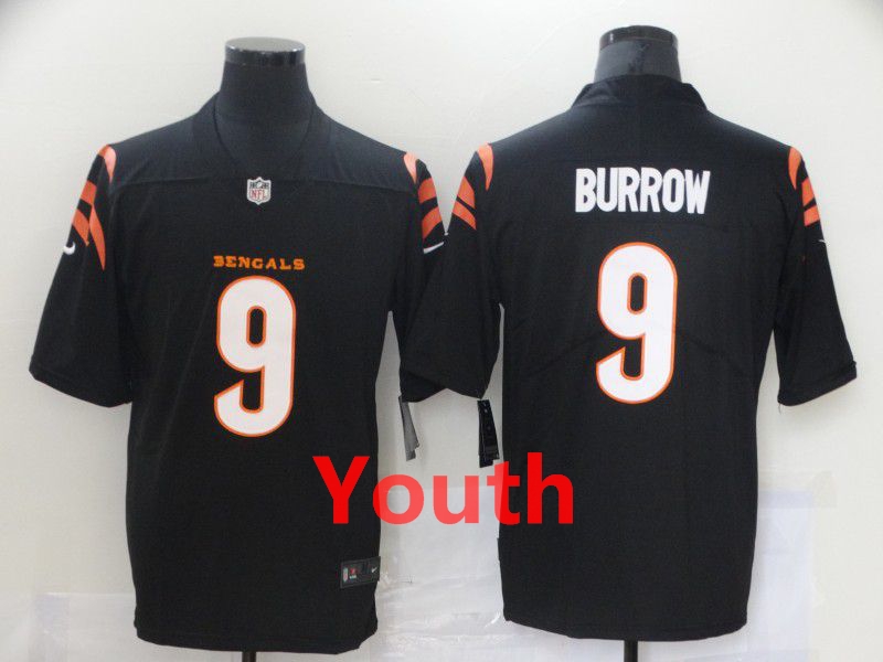Youth Cincinnati Bengals #9 Burrow Black Nike Vapor Untouchable Limited 2021 NFL Jersey